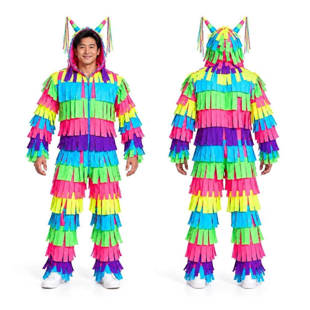 Tipsy Elves Pinata Halloween Costume Jumpsuit Womens Small Multicolor Hooded